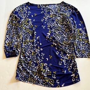 Anne Klein Blue and Gold Patterned Top